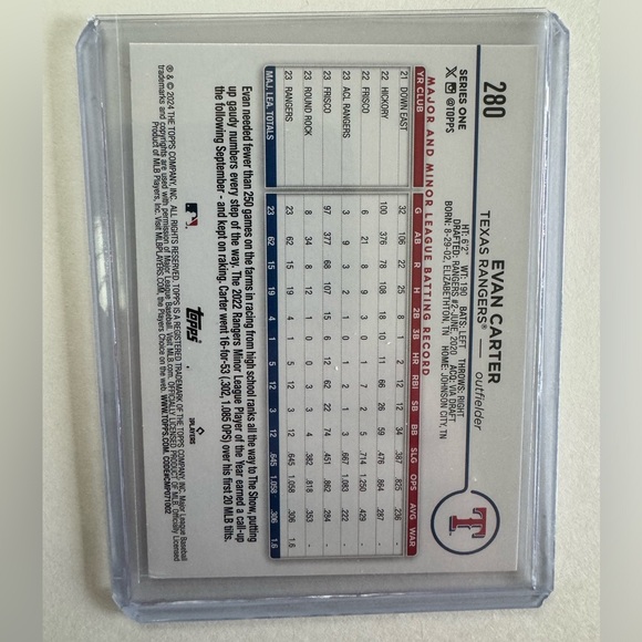 Evan Carter 2024 Topps Series 1 Rookie Card (2 card lot) - Picture 4 of 4